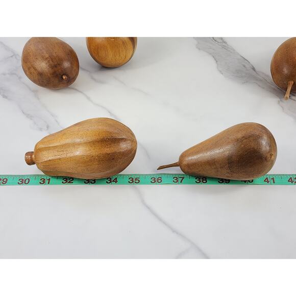 Mid Century Wood Fruit Artificial Food Banana Apple Pear Mango Hand Carved x6 - Picture 15 of 16